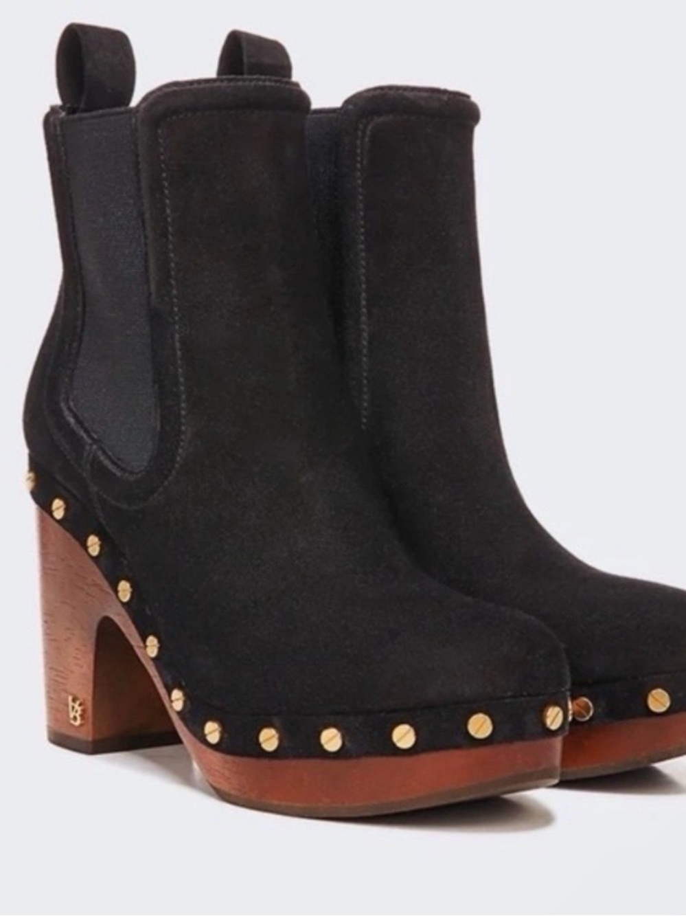 Veronica Beard Decker Chelsea Clog Suede Boots Size 9 Studded Black ~ $500